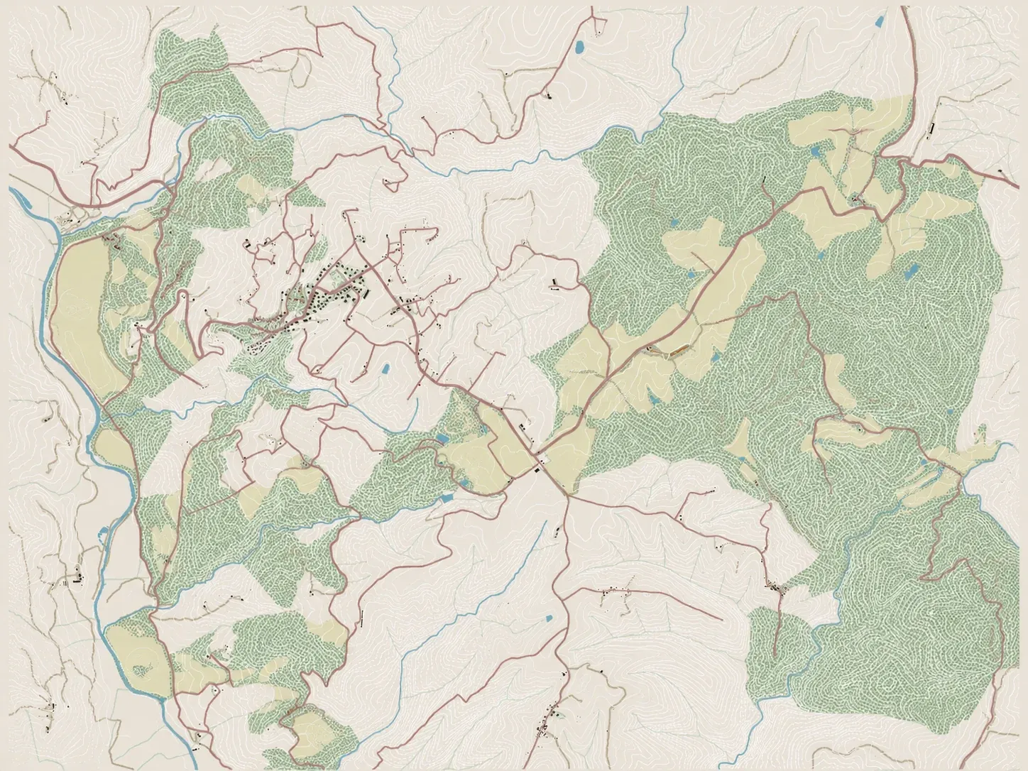Map of the Principato di Parrano estate with its residences
